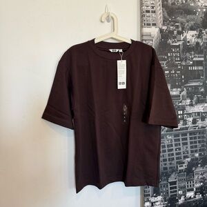 NWT UNIQLO U AIRism Cotton Oversized Tee Wine Size S